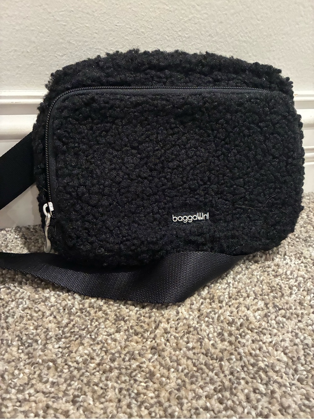 Baggallini Black Sherpa cross body Belt Bag